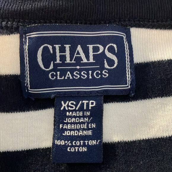 Chaps XS Navy/White Striped 3/4 Length Sleeve NWOT - Picture 3 of 6